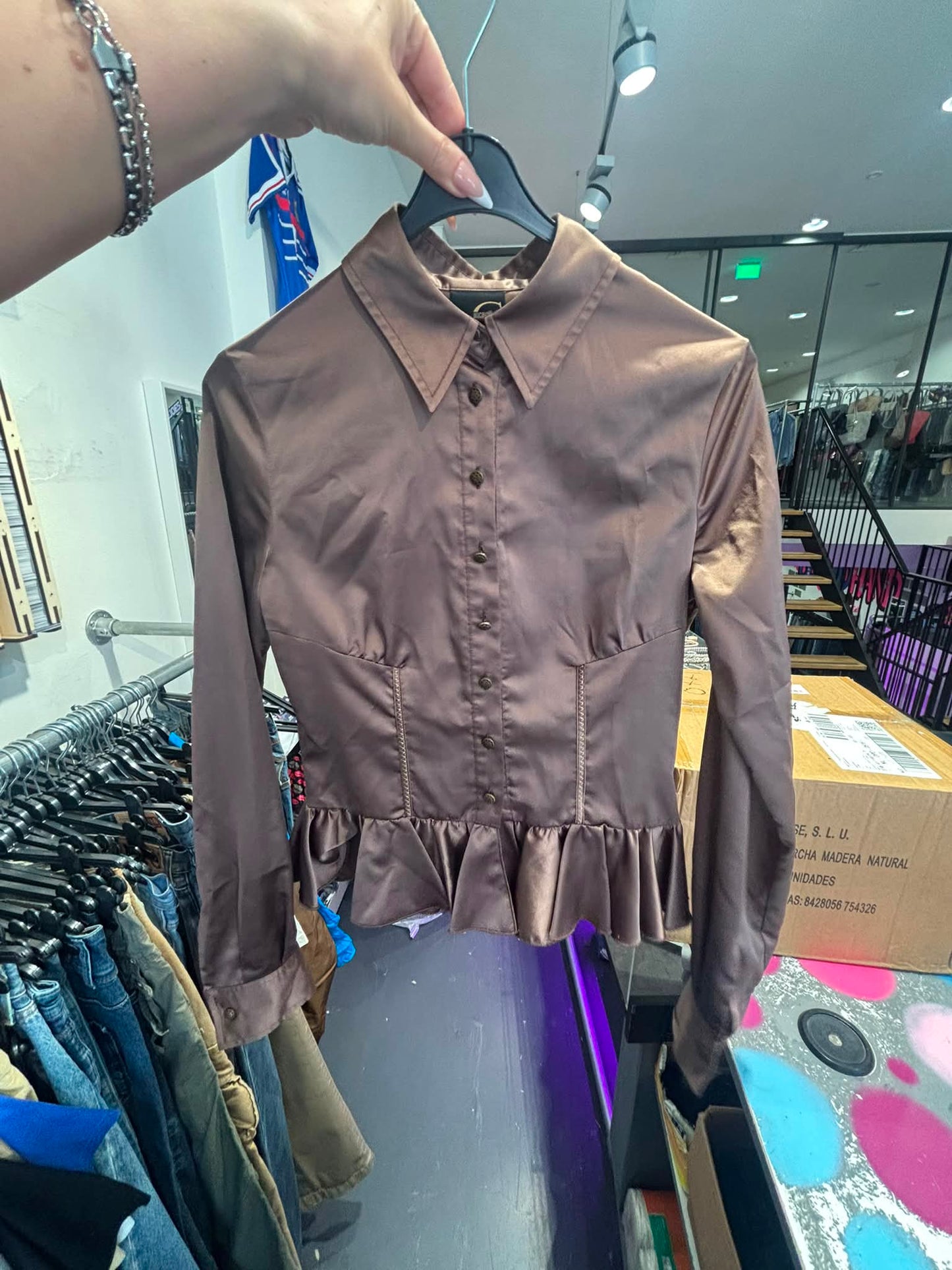 JUST CAVALLI BROWN BLOUSE